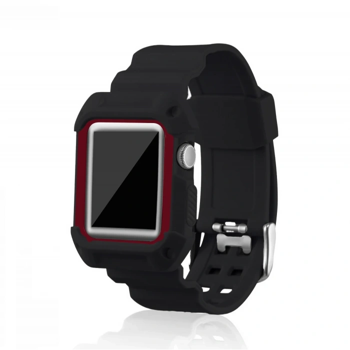 Ally Apple Watch İçin1-2-3 42mm C-Armor Korumalı Silikon Kayış-(5775)