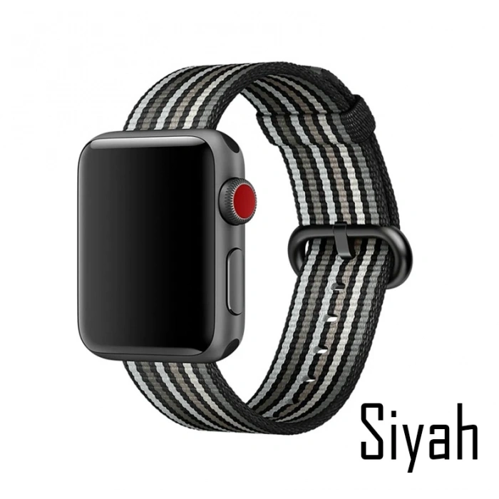 Ally Apple Watch Ultra 49mm 7-8 45mm 6-5-4 44mm Kayış Kordon Dokuma Çizgili Spor Kordon 3-2-1 42mm-(5775)