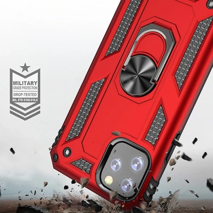 Ally iPhone 11 Pro 5.8 inch Yüzüklü Kılıf Armor Shockproof Ring kılıf-(5775)