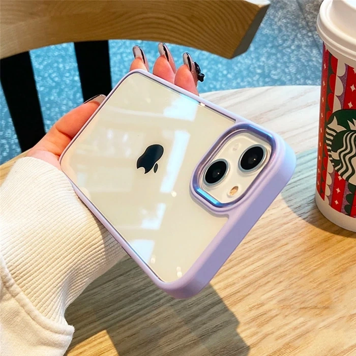 Ally iPhone 12 Pro Max 6.7inç Kılıf Parlak Renkli Çerçeveli Ultra Lüx TPU Silikon Kılıf-(5775)