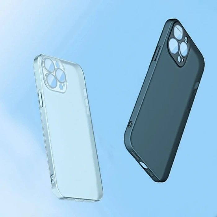 Ally iPhone 13 Pro 6.1inch Frosted Glass Şeffaf Kamera Korumalı Kılıf-(5775)