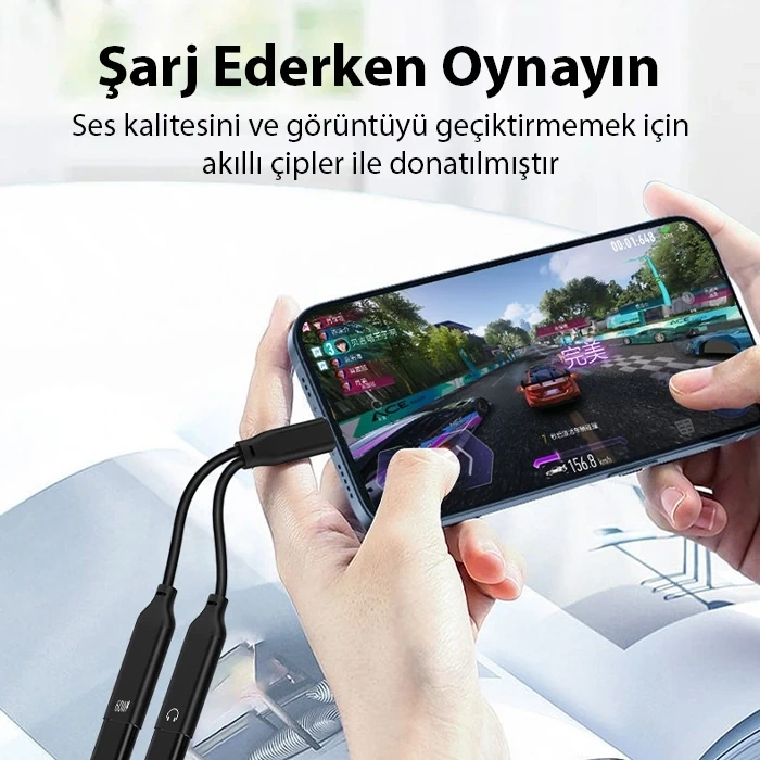 Ally İphone 15 İçin Type-c Şarj + kulaklık 2İn1 Çevirici Adaptör 60W-(5775)