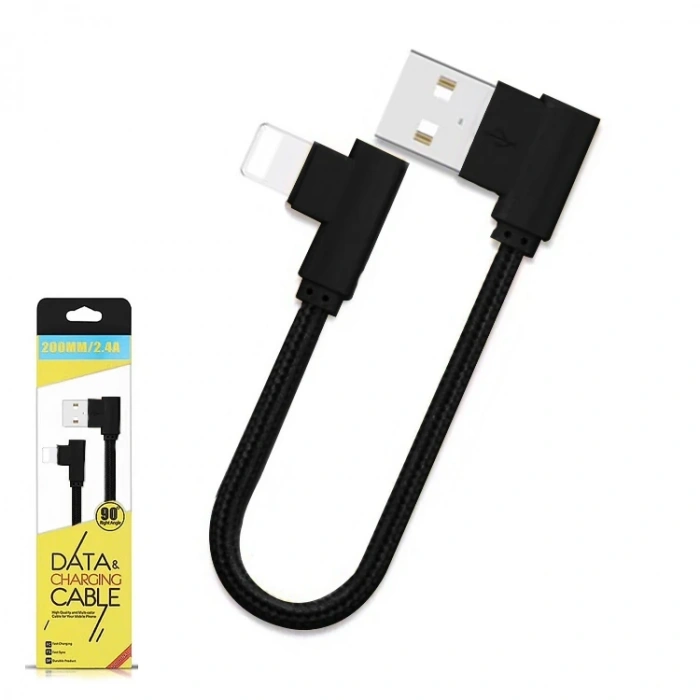 Ally İphone Lightning Eğik Başlı Halat Usb Kablo 20cm-(5775)