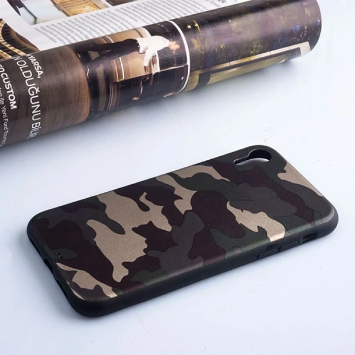 Ally İPhone XR 6.1 Kamuflaj Darbe Emici Silikon Kılıf-(5775)