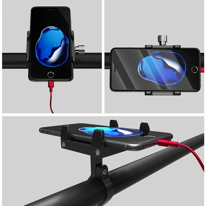 ALLY KR01 Bisiklet Motosiklet Gidon Telefon TutucuMetal Vidalı-(5775)