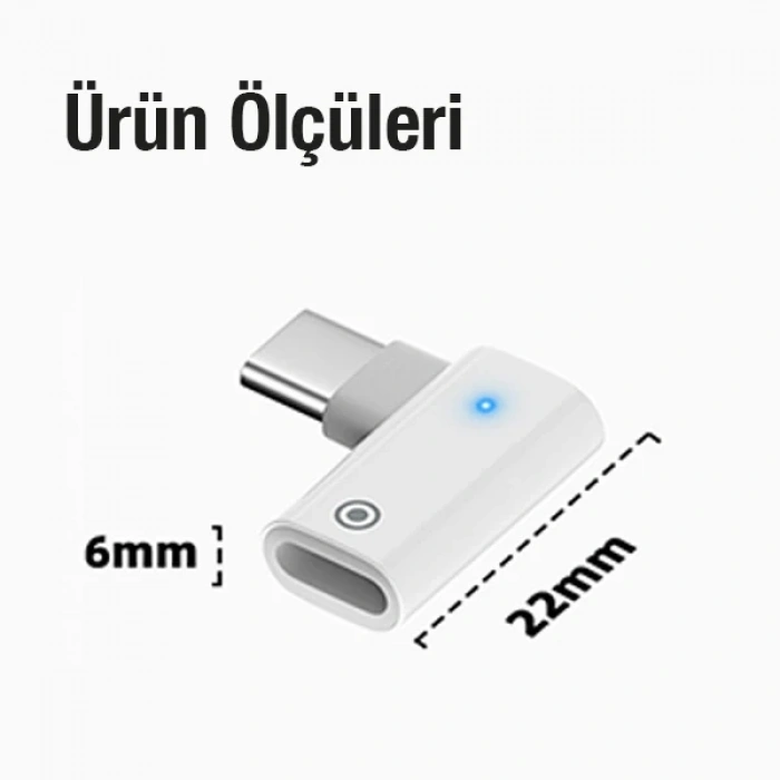 Ally L Tipi Lightning to Type-C Dönüştürücü Apple Pencil Kalem Şarj Adaptörü-(5775)