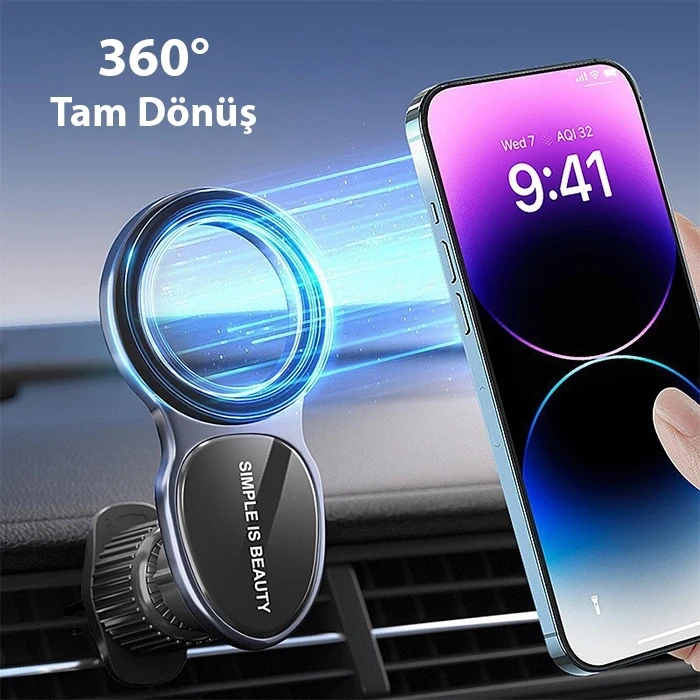 ALLY Magsafe Uyumlu Araç Içi Havalandirma Manyetik Telefon Tutucu-(5775)
