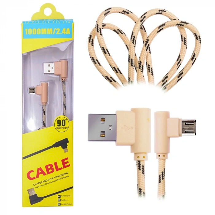 Ally Micro Usb Eğik Başlı Halat Usb Kablo 1metre-(5775)