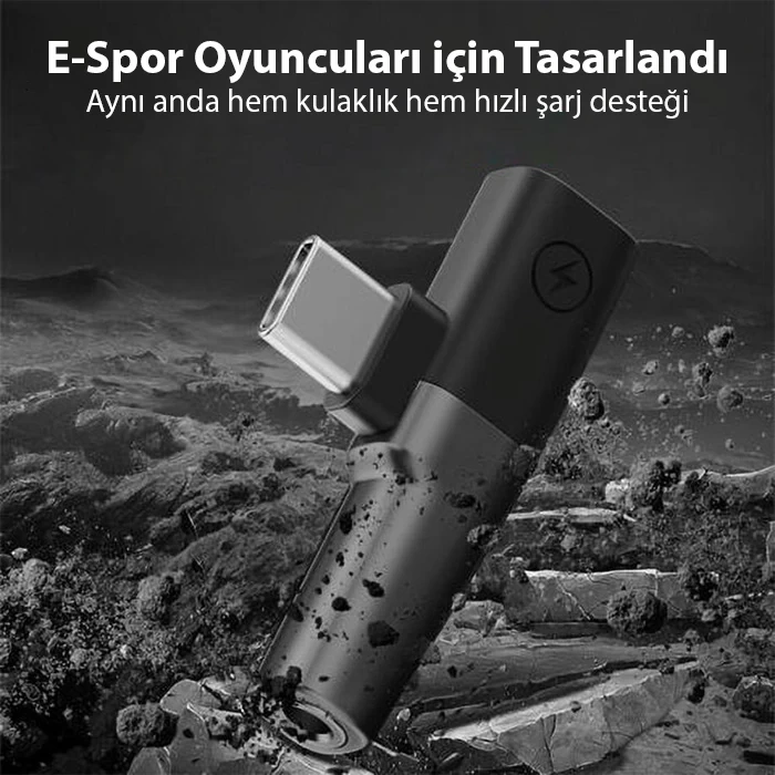 ALLY Mini 2in1 Type-c to 3.5mm Kulaklık + Type-c şarj Adaptöru-(5775)