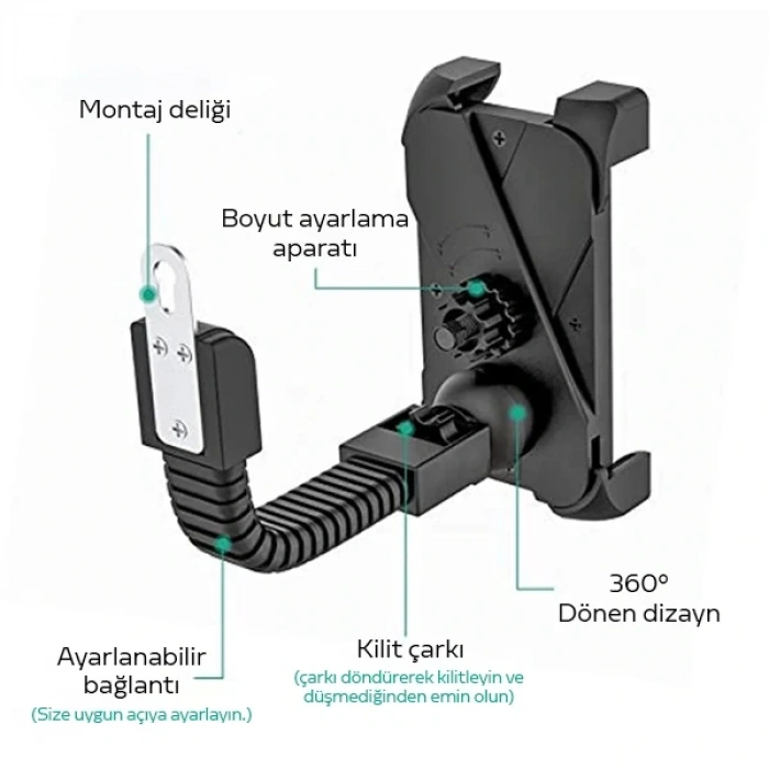 ALLY MT-01 Motosiklet Bisiklet Tutucu Cep Telefonu Tutucu-(5775)