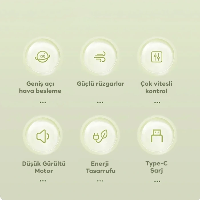 Ally S21 Şarjlı Fan Ergonomik Ev Ofis Sessiz Vantilatör-(5775)