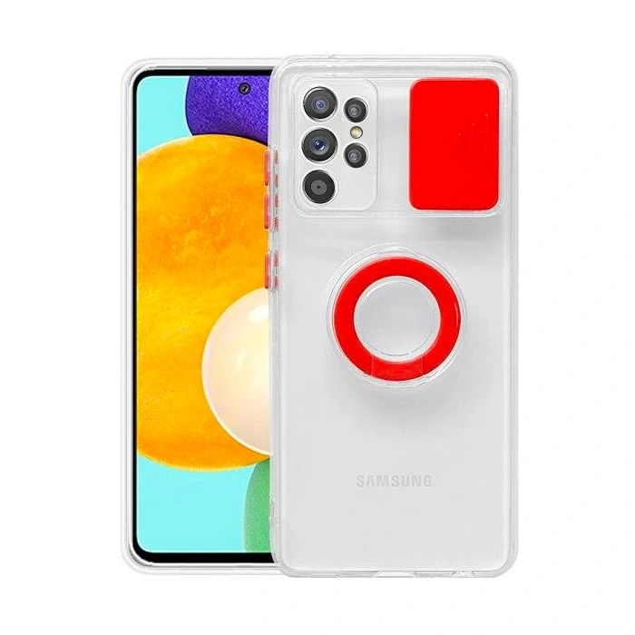 Ally SM Galaxy S21 Ultra S30 Ultra Kılıf Sürgülü Kamera Lens Korumalı Yüzük Standlı Silikon Kılıf-(5775)
