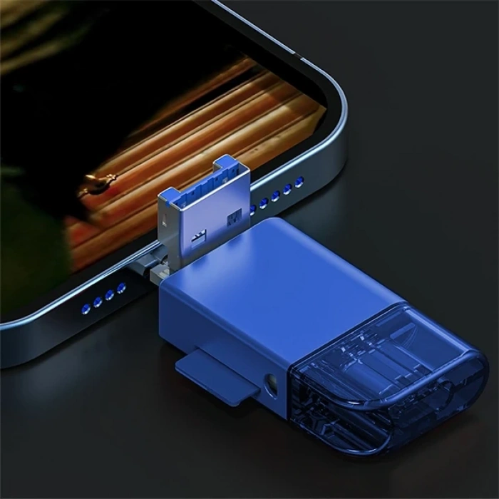 ALLY USB 3.0+Type-c+Lightning Sd Kart Okuyucu - Hızlı Card Reader-(5775)