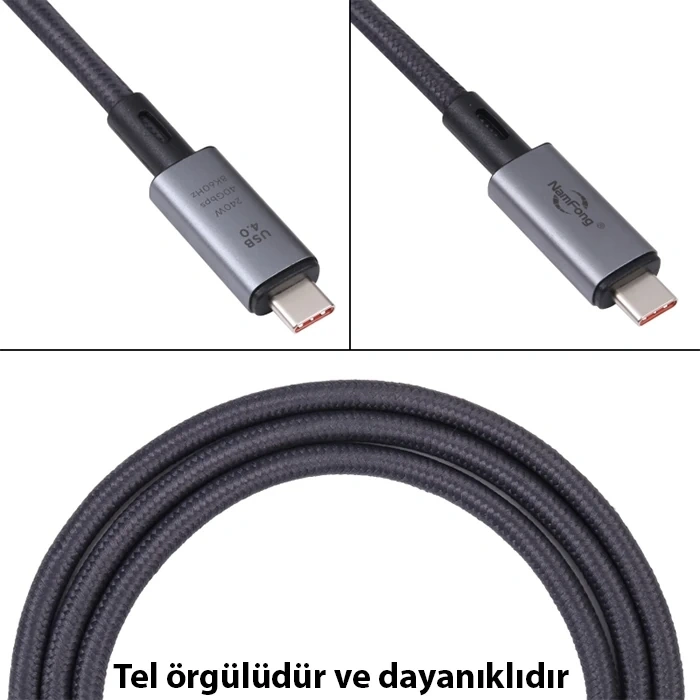 Ally USB 4.0 240W Type-C to Type-C 8K Görüntü-Data ve Ultra Hızlı Şarj Kablosu 1 Metre-(5775)