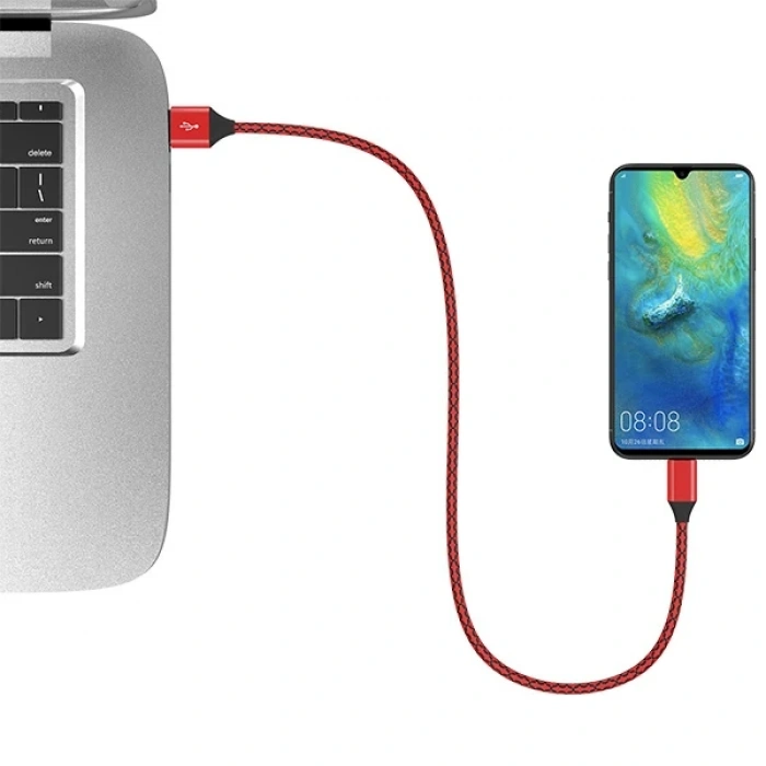 Ally Usb TYPE C 3.0A Hızlı Kopmaz Halat Usb Şarj Kablosu 1MM-(5775)