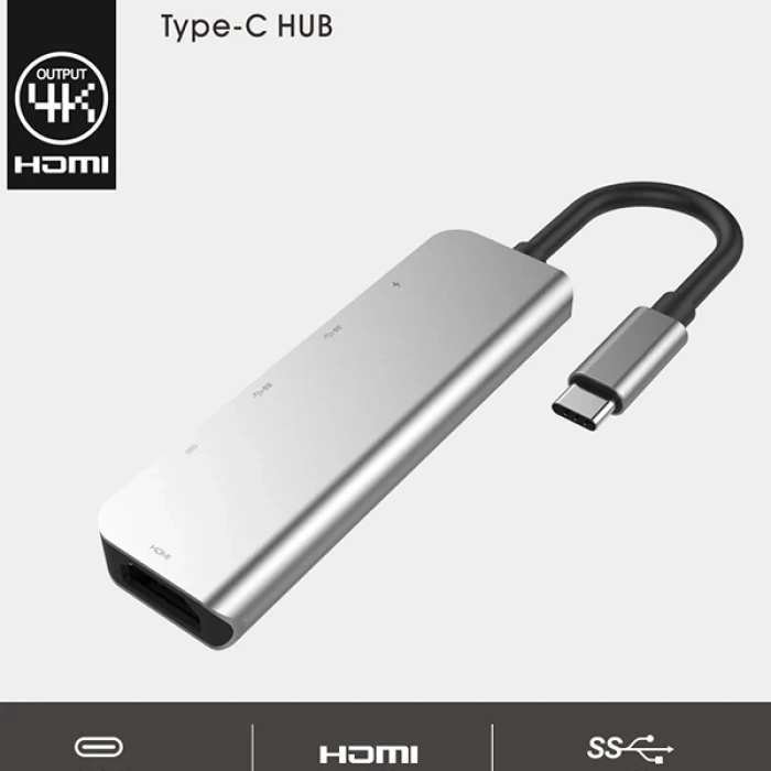 Ally Usb (Type-C to 5in1  Hdtv 2xUSB+2x PD) Hub Adaptör Çoklayıcı-(5775)