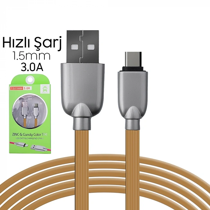 Ally Usb Type-C  Zinc Alloy Dayanıklı 3.0a 1.5mm Usb Kablo-(5775)