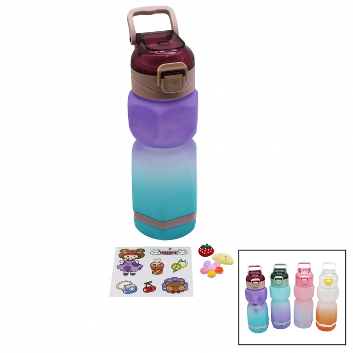 ALTIGEN RENKLİ PLS.SULUK MATARA PİPETLİ - KİLİTLİ KAPAK - TAŞIMA KULPLUSTİCKER HEDİYELİ760ML (4767)