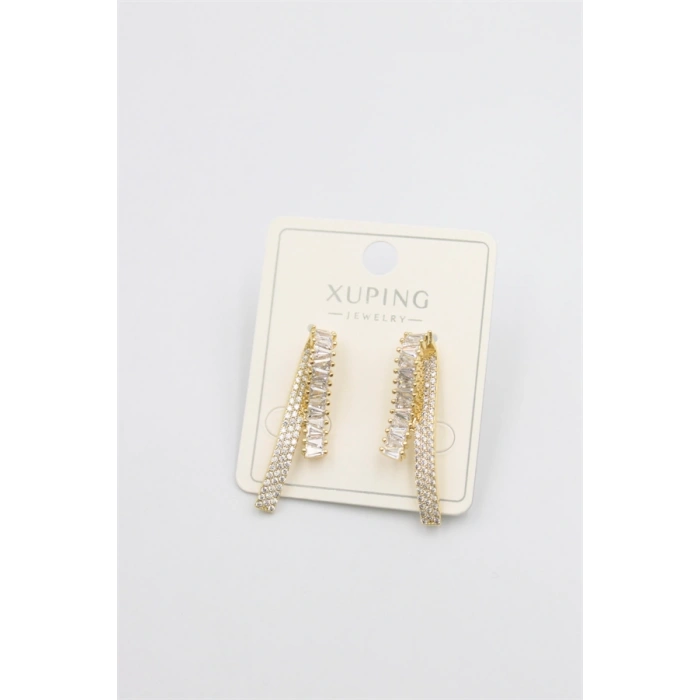 Baget Taşlı Küpe - Altın