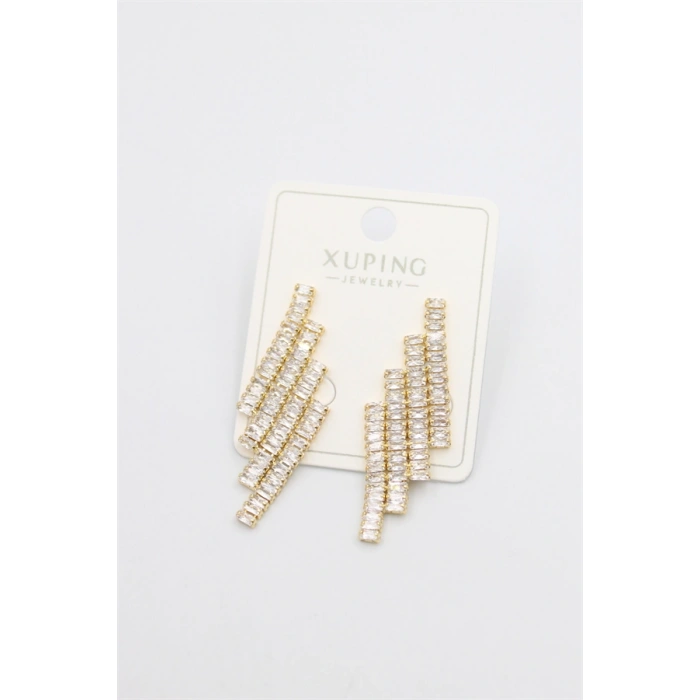 Baget Taşlı Küpe - Altın