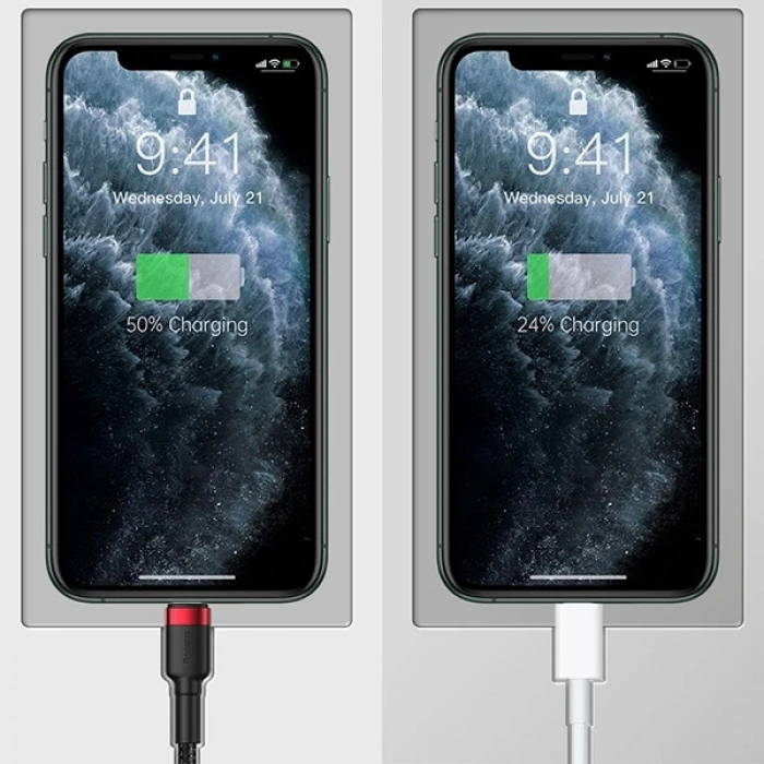 Baseus Cafule 2in1 Type C PDHızlı Şarj+iPhone Hızlı USB Şarj Kablosu-(5775)