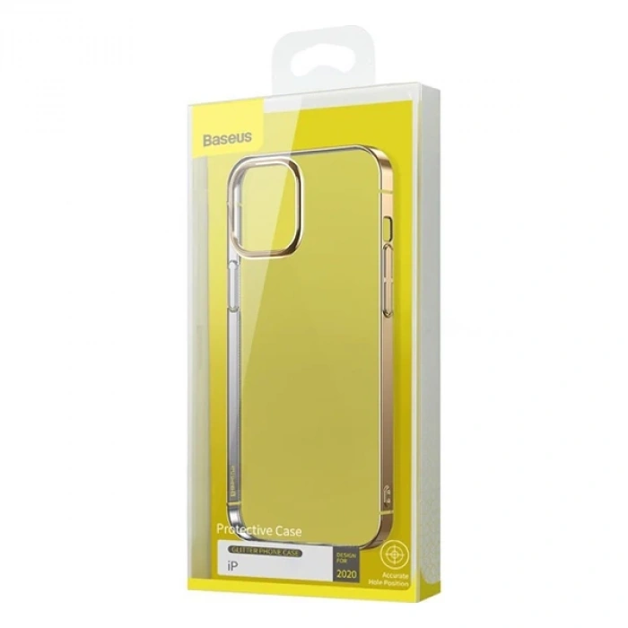 Baseus Glitter İPhone 12/12 Pro Şeffaf Lüx Silikon Kılıf Soft TPU Kılıf-(5775)