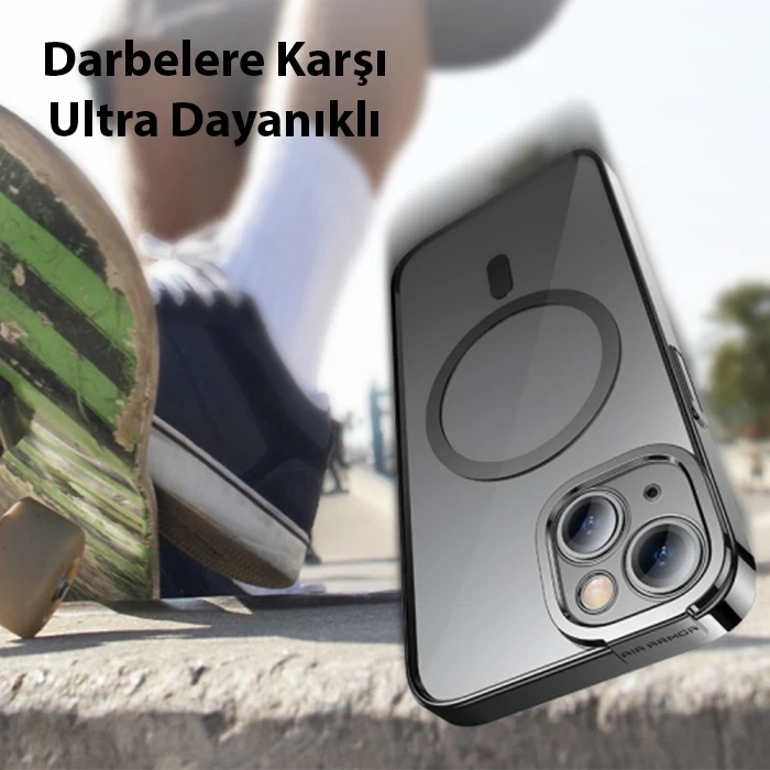 Baseus Glitter iPhone 14 6.1 Magsafe Silikon Kılıf + Tempered Ekran Koruyucu Set-(5775)