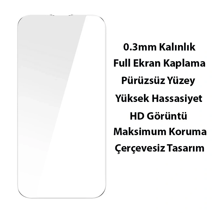 Baseus Glitter iPhone 14 Plus 6.7 Renkli Kenar Silikon Kılıf + Tempered Ekran Koruyucu Set-(5775)