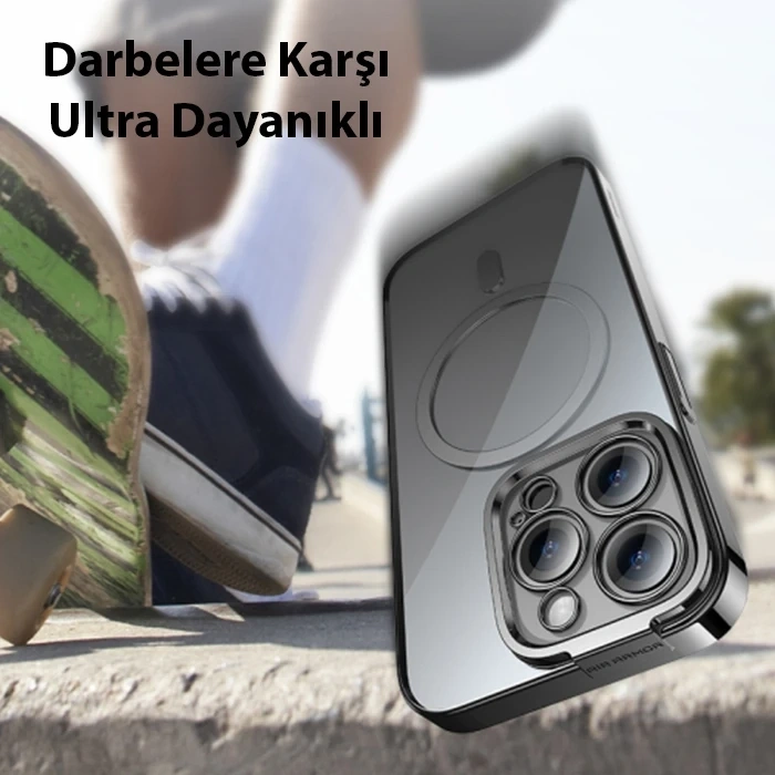 Baseus Glitter iPhone 14 Pro Max 6.7 Magsafe Silikon Kılıf + Tempered Ekran Koruyucu Set-(5775)