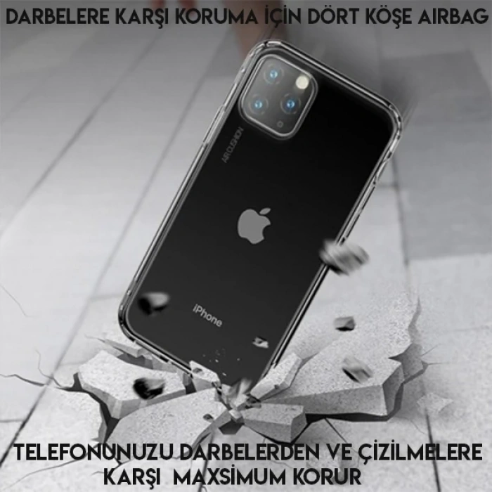 Baseus Safety Airbags İPhone 11 Pro Max Şeffaf Darbe Emici Slikon Kılıf-(5775)