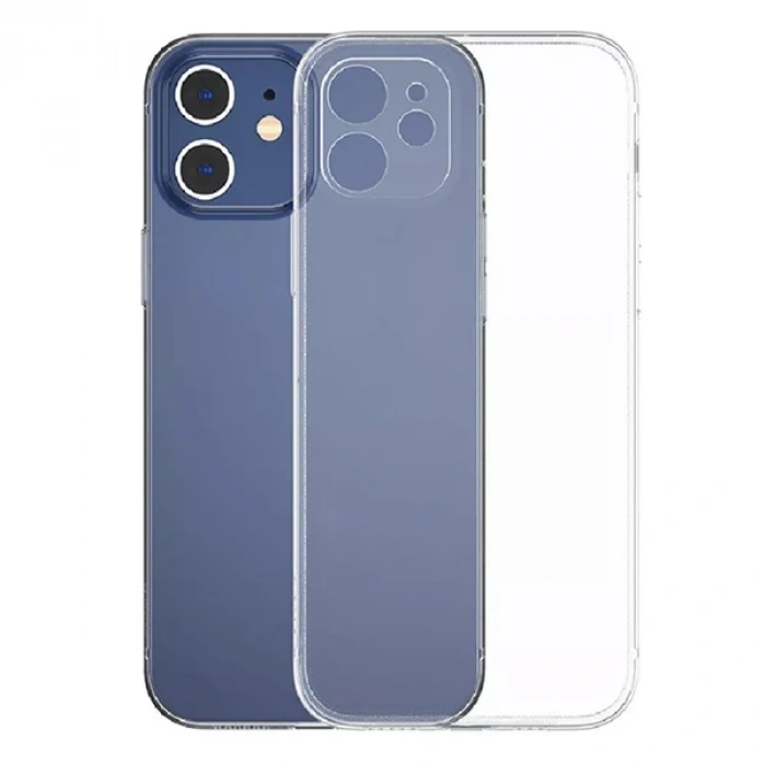 Baseus Simple Case iPhone 12 6.1 İnce Şeffaf Silikon Kılıf Kamera Korumalı-(5775)