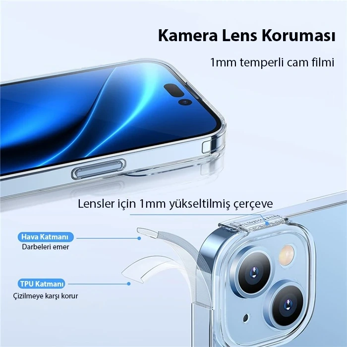 Baseus Simple Case iPhone 14 Plus 6.7 Kamera Korumalı İnce Silikon Şeffaf Kılıf-(5775)