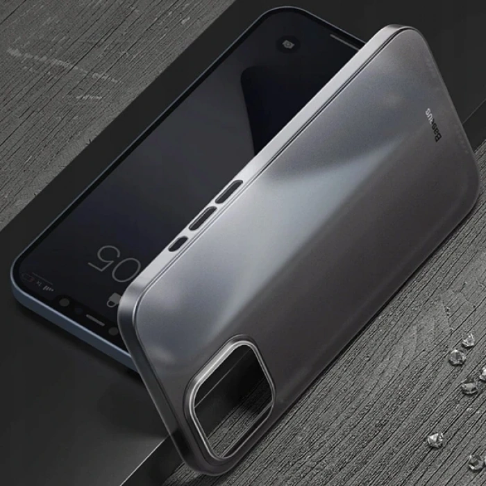 Baseus Wing Case İPhone 12 6.1 Kılıf Ultra İnce Lux Mat Şeffaf Kılıf-(5775)