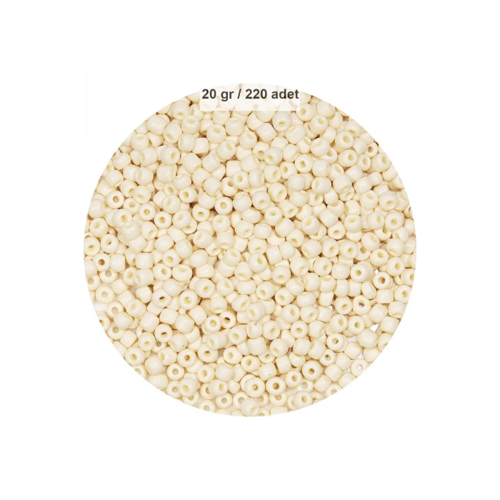 Beyaz Renk 4 mm Yaklaşık 220 adet/20 gram Cam Boncuk Oya Yazma Bileklik ve Kolye