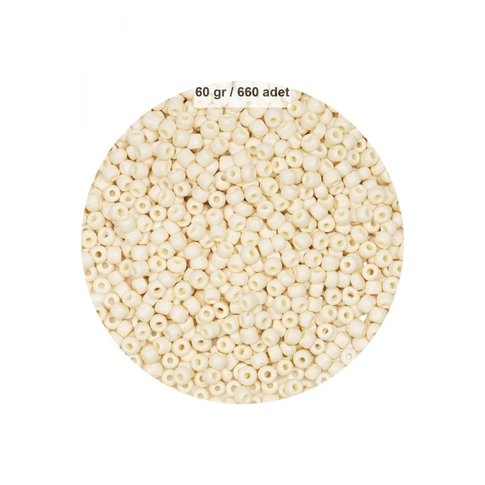 Beyaz Renk 4 mm Yaklaşık 660 adet / 60 gram Cam Boncuk Oya Yazma Bileklik ve Kolye