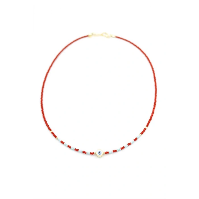 Boncuk Göz Kolye - Bordo