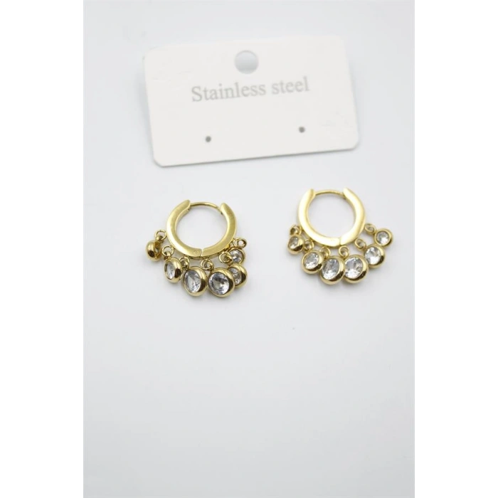 Çelik Taşlı Shakira Küpe - Altın