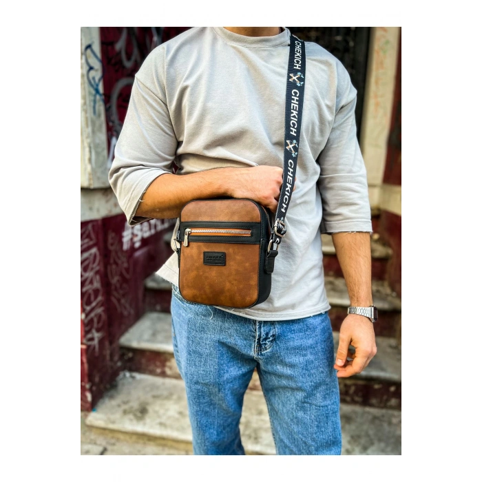 CH102 - Stealht Kare Erkek Çanta SIYAH/TABA