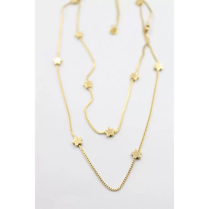 Çiçek Kolye-60 cm - Altın