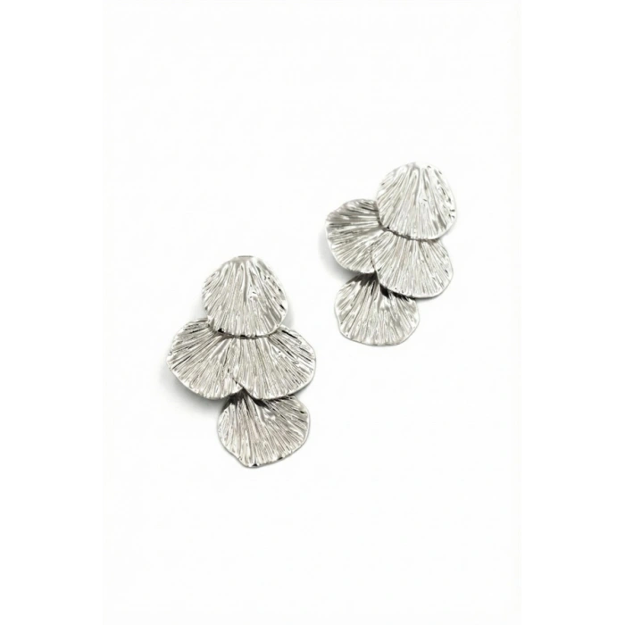 Çizgili Pul Küpe - Gümüş