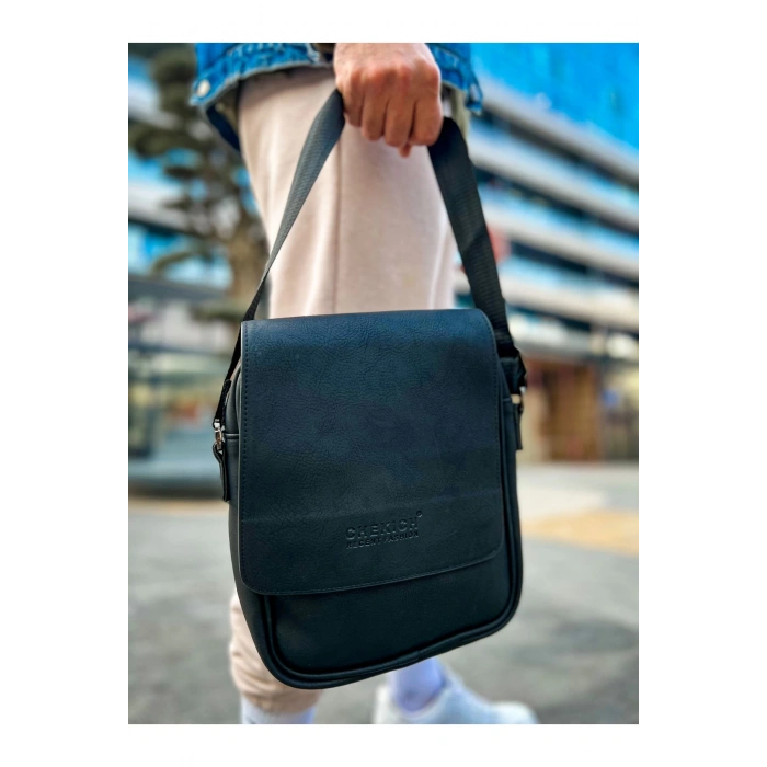 CNT009 - Cilt Deri Erkek Yan Omuz Çantası SIYAH