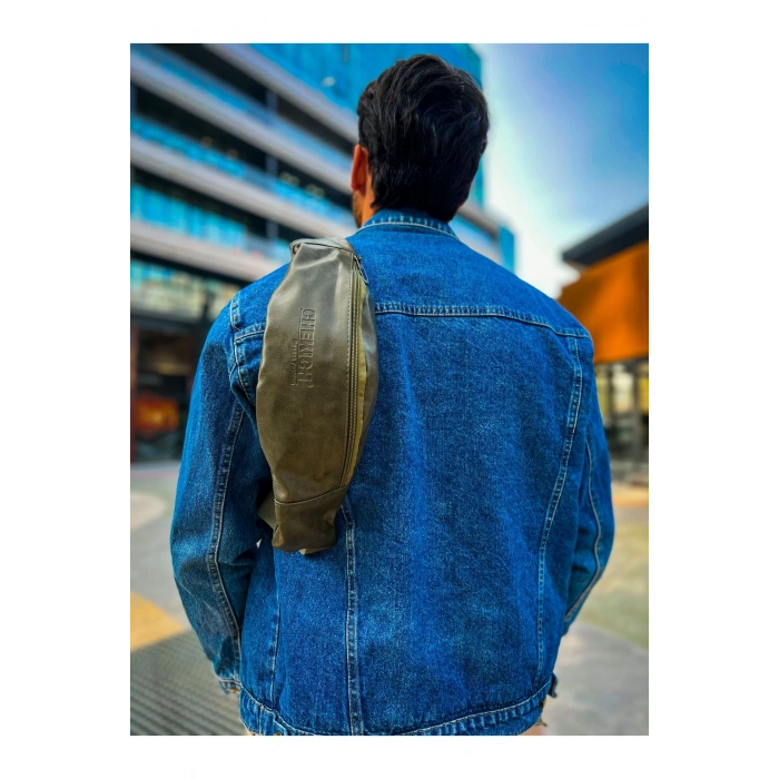 CNT010 - Cilt Deri Erkek Çapraz Çanta HAKI