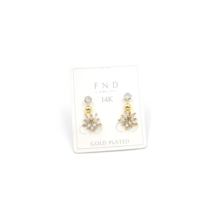 Çoklu Çiçek Küpe - Altın