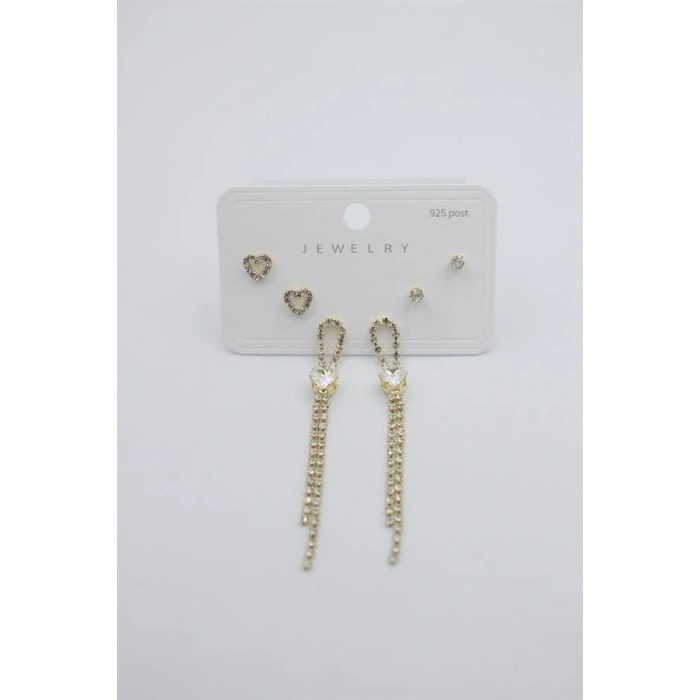 Çoklu Set Küpe - Altın