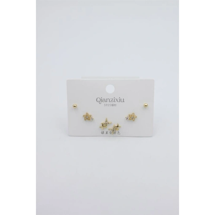 Çoklu Set Küpe - Altın