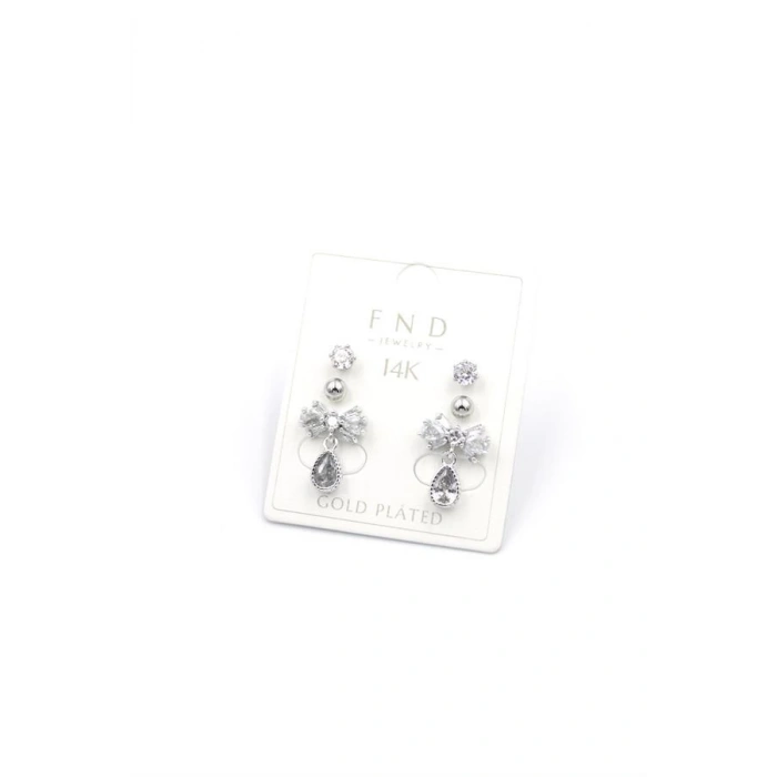 Çoklu Taşlı Küpe - Gümüş