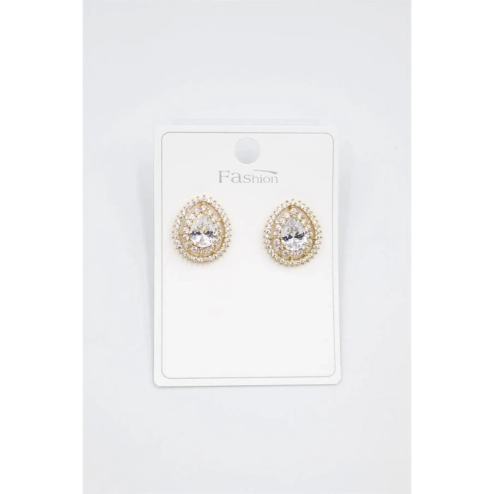 Damla Taşlı Küpe - Altın