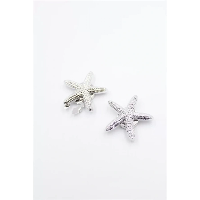 Deniz Yıldızı Düğme Broşu - Gümüş