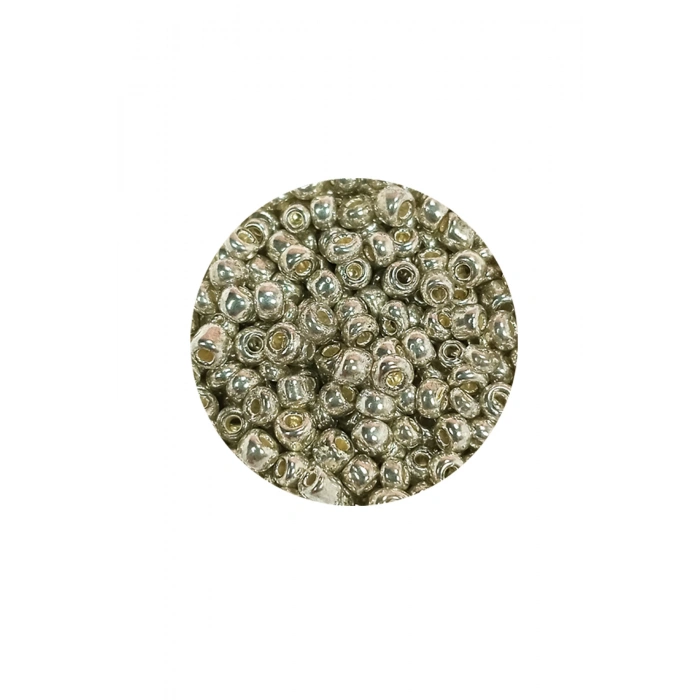 Dökme Cam Kum Boncuk (8/0) 3 mm - 60 Gram - Parlak Gümüş - BNC188