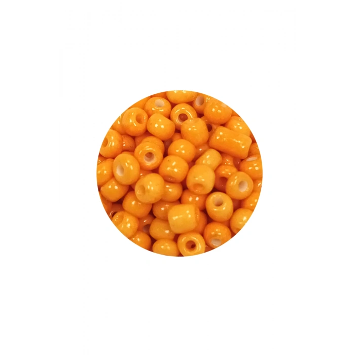 Dökme Cam Kum Boncuk Büyük Boy (6/0) 4 mm - 60 Gram - Açık Turuncu - BNC131